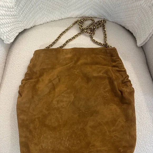 Veronica Beard Brown Suede Tote with Gold Chain - Picture 1 of 7